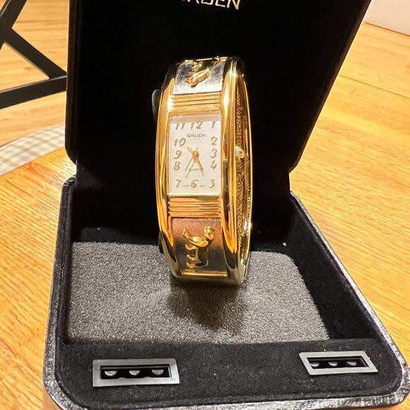 Gruen Jewelry - GRUEN QUARTZ HINGED BANGLE BRACELT WATCH – NEW